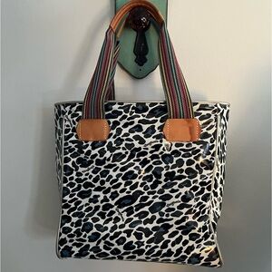 Consuela Women’s Lola Snow Jag Classic Tote Bag Leopard Print black White Blue